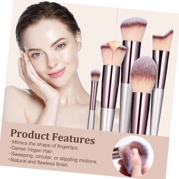 Champagne Gold 18pc.Professinal Vegan Makeup Brush Set with Black Case - Picture 3 of 7